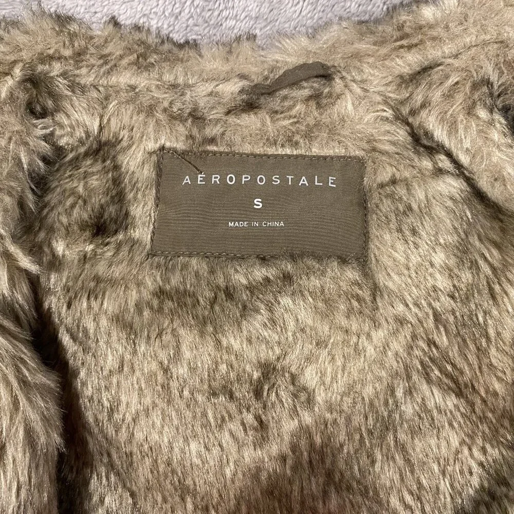 Aeropostale Olive Green Hooded Parka- Size Small - Picture 3 of 12